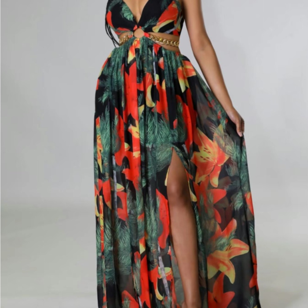 Tropical Floral Maxi Dress